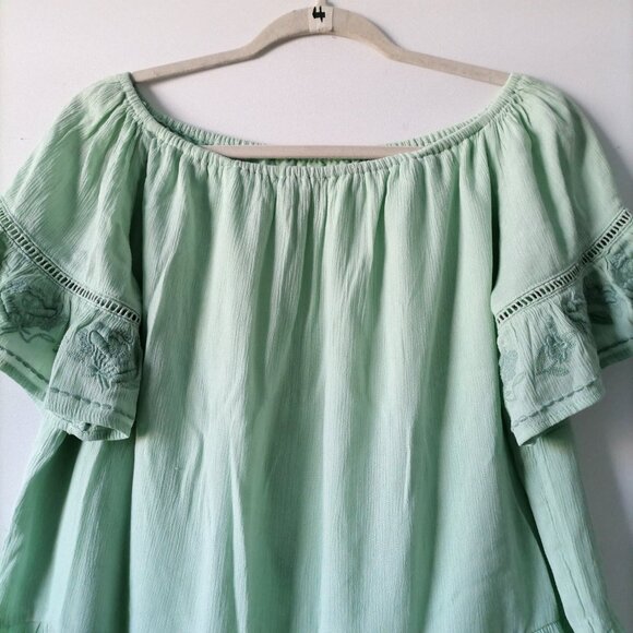 Art Class Womens Multicolor Bell Sleeve Embroidered Top Sz XL (14/16) - Picture 2 of 4